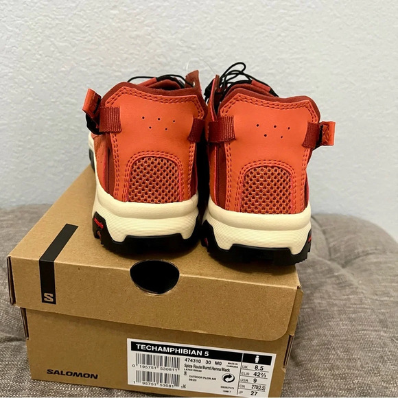 NEW Solomon Techamphibian 5 Low Top Sneakers Spice Route Burnt Henna Black-9 - Picture 5 of 9